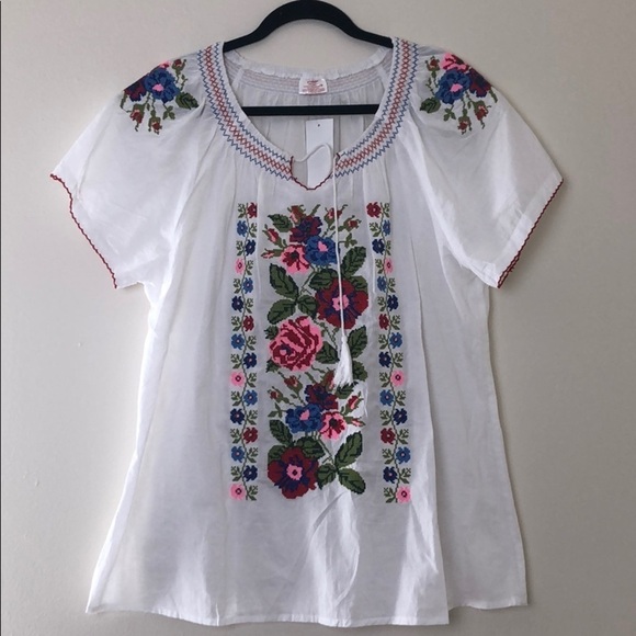star india Tops - Cross stitch embroidered blouse size XXL mexico